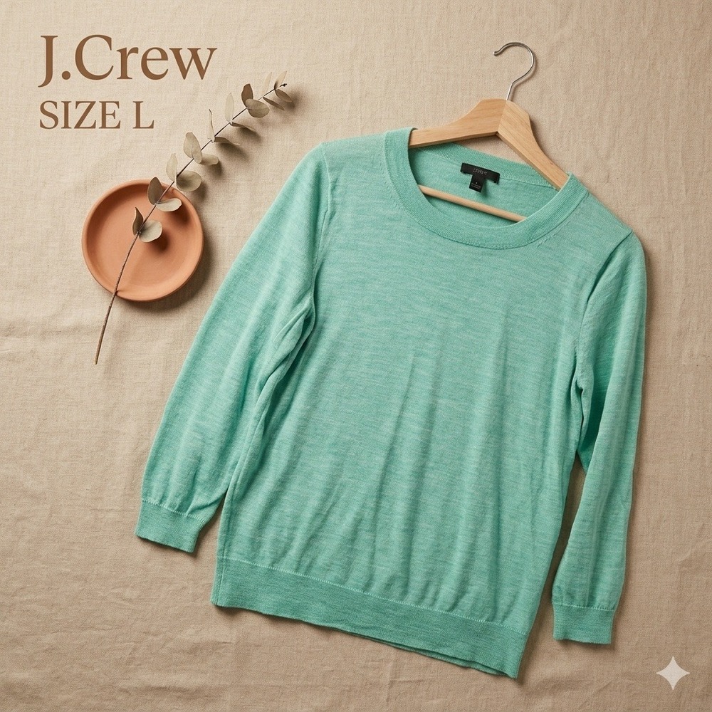 J.Crew Preppy Coastal Merino Wool Crewneck Sweater Womens Large